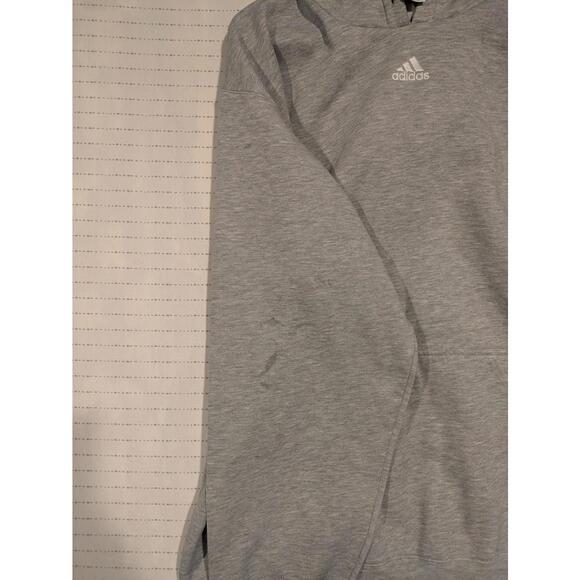 Adidas Gray Pullover Hoodie Sweatshirt Kangaroo Pocket Mens XXL Center Logo - Picture 5 of 6